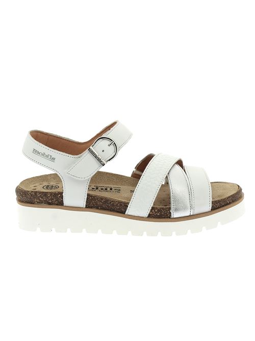 Thina sandalo da donna in pelle bianca e argento MOBILS ERGONOMIC | THINA1230
